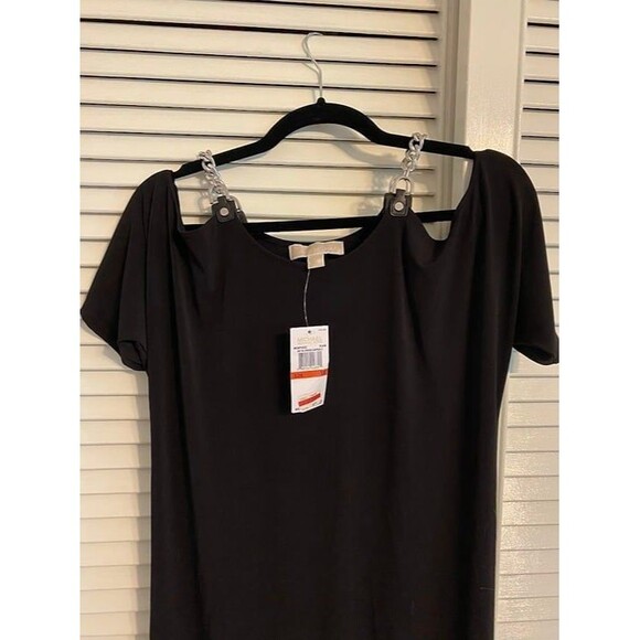 MICHAEL Michael Kors blouse with chain straps black Size XS NWT - Picture 2 of 9